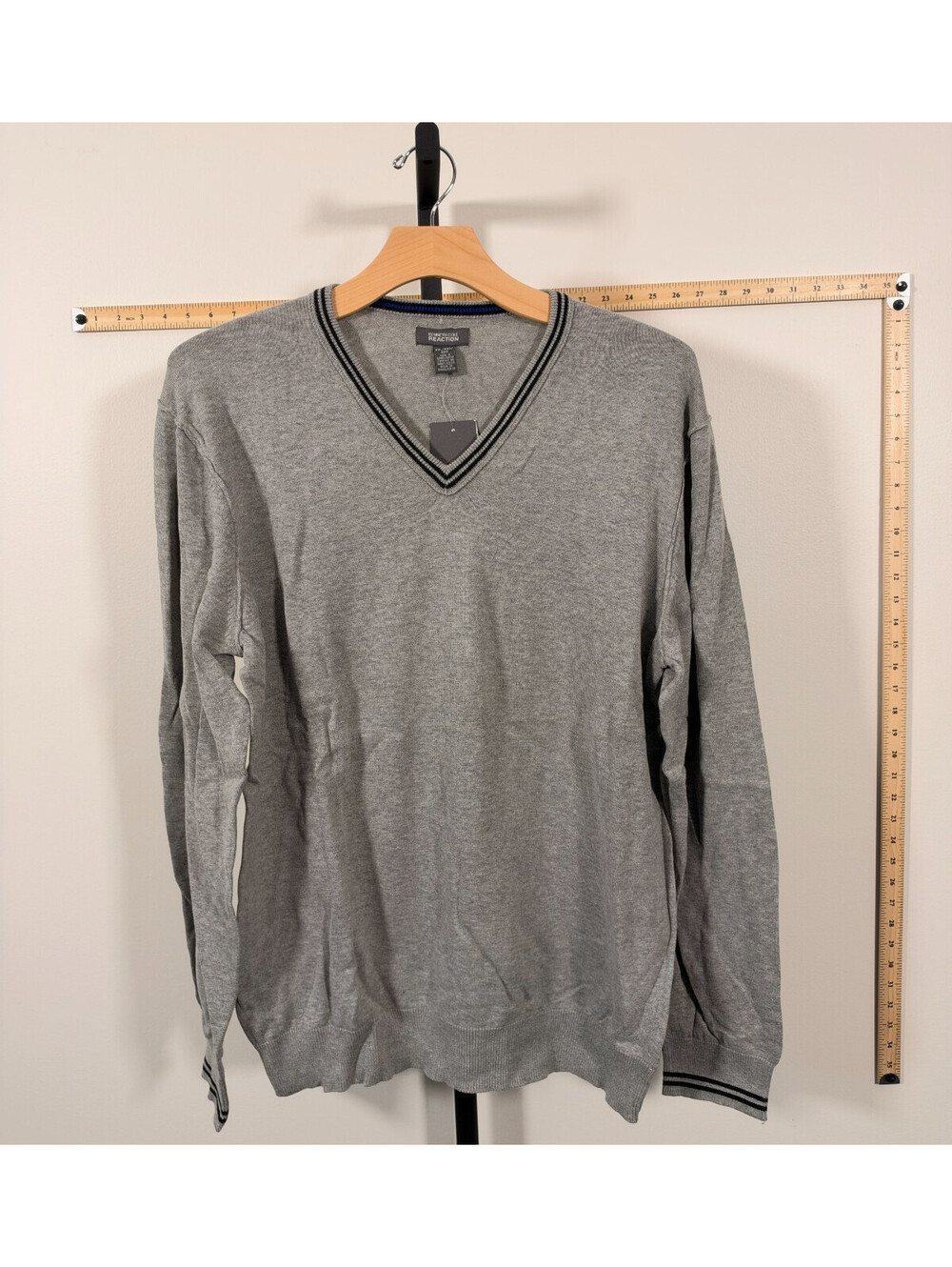 Kenneth Cole Mens Grey V-Neck Sweater Classic Cotton XXL